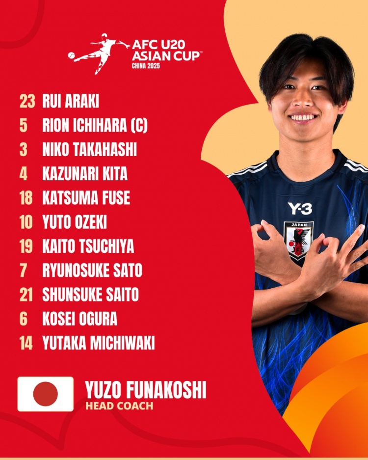  日本U20vs敘利亞U20首發(fā):高橋仁胡、佐藤龍之介出戰(zhàn) 高岡伶颯替補