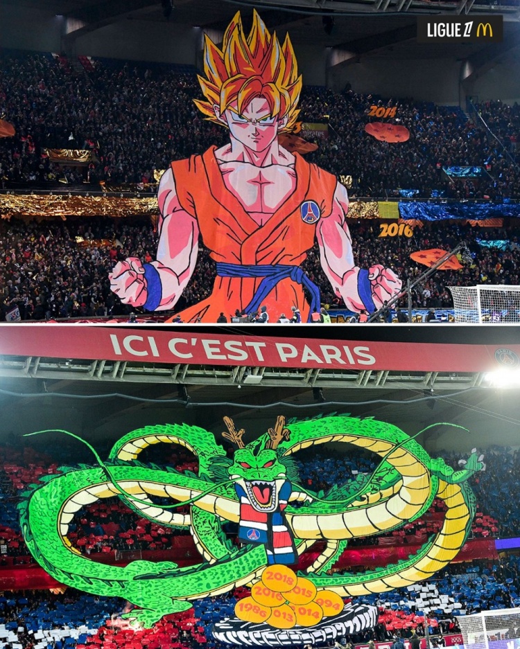  逝世一周年，法甲官推曬昔日巴黎主場龍珠TIFO：鳥山明經(jīng)典永存