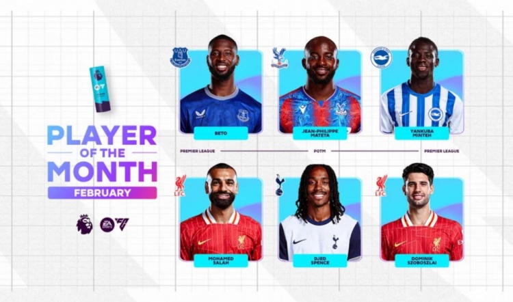  英超2月最佳候選：貝托、馬特塔、明特、薩拉赫、斯賓塞、索博