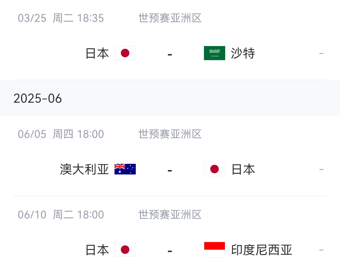 會不會放水？日本剩余賽程：主場vs沙特&印尼，客場vs澳大利亞