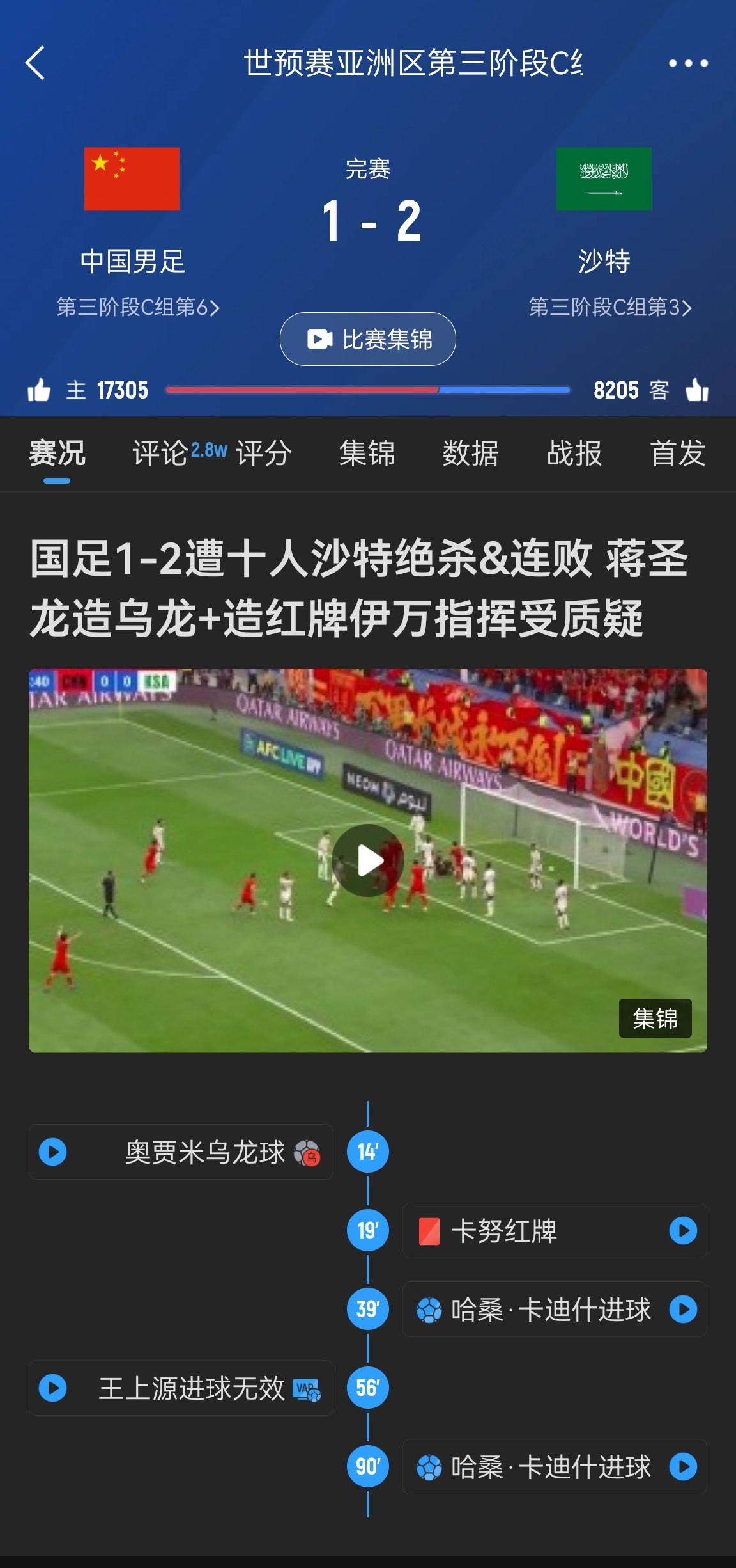  今天什么劇本？首戰(zhàn)沙特也是半場紅牌+蔣光太傷退，最后國足被翻